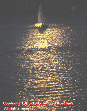 Sunset boat on the Charles River by MIT